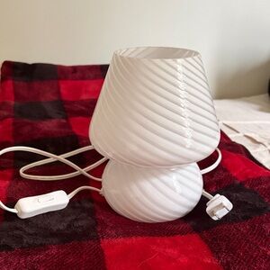 White Swirl Glass Table Lamp